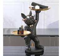 Starnearby Plateau Clé Entrée, Statue Bouledogue Vide Poche, Bol Clé Entrée Bulldog Sculpture en Résine, Plateau Rangement Clef, Plateau Clé Entrée, Statue de Plateau de Rangement de Table