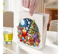 Starnearby Porte Serviette de Table Diamond Painting Noël DIY, Support pour Serviette en Papier, Distributeur de Serviette en Papier de Table, Décoration de Table Noël, Cadeau de Noël