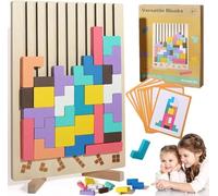 Starnearby Puzzle en Bois à Empiler, Jouet Montessori Puzzle 3D, Jeu de Société Géant Russe, Blocs en Bois à Empiler, Jouets Cadeau pour Enfants, Décoration Intérieure
