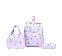Starnearby Sac à Dos d'école pour Adolescentes, Sac à Dos Coquette à Imprimé Nœud, Joli Ensemble de Cartable Scolaire Fille avec Boîte à Goûter et Trousse à Crayons