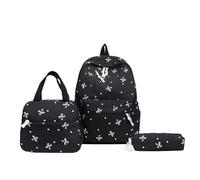 Starnearby Sac à Dos d'école pour Adolescentes, Sac à Dos Coquette à Imprimé Nœud, Joli Ensemble de Cartable Scolaire Fille avec Boîte à Goûter et Trousse à Crayons