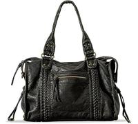 Starnearby Sac à Main Vintage Femme, Sac de Cours Lycée Université, Noir