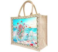 Starnearby Sac de Courses en Toile de Jute avec 2 Peintures Diamant Remplaçables Bricolage, Sac Fourre-tout en Lin, Sac à Provisions Réutilisable, Sac Cabas Courses
