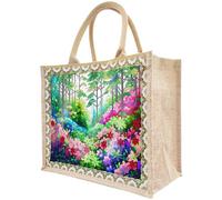 Starnearby Sac de Courses en Toile de Jute avec 2 Peintures Diamant Remplaçables Bricolage, Sac Fourre-tout en Lin, Sac à Provisions Réutilisable, Sac Cabas Courses