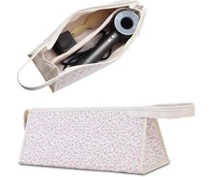 Starnearby Sac de Rangement Compatible avec Dyson Airwrap Complete et Shark Flexstyle, Tousse de Voyage pour Sèche-Cheveux Dyson et Accessoires, Étui de Voyage Matelassé (Fleurs Roses)