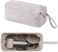 Starnearby Sac de Voyage Compatible avec Dyson Airwrap et Shark Flexstyle, Tousse de Rangement pour Sèche-Cheveux Dyson et Accessoires, Pochette Matelassée pour Fer à Friser (Fleurs Roses)