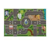 Starnearby Tapis de Jeu Enfant en Velour Cristal Piste de Voiture Circuit de Ville - Plan d’Activité Bébé Antidérapant