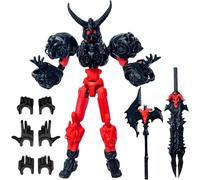 Starnearby Titan 13 Figurine d'action terminée, assemblage terminé en 3D imprimé Skull Warrior T13 Robot mobile multi-articulé avec articulation complète, factice Lucky 13 (rouge)