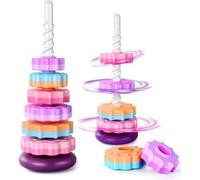 Starnearby Tour Empilable Rotatif, Jouet Rotatif Bébé Arc-en-Ciel Empilable, Pyramide pour Bébé Jouet à Empiler, Anneaux Empilables, Jouets éducatifs Précoces pour 12 Mois et Plus (6PCS-Violet)