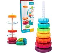 Starnearby Tour Empilable Rotatif, Jouet Rotatif Bébé Arc-en-Ciel Empilable | Pyramide pour Bébé Jouet à Empiler, Anneaux Empilables, Jouets éducatifs Précoces pour 12 Mois et Plus