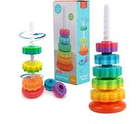 Starnearby Tour Empilable Rotatif, Jouet Rotatif Bébé Arc-en-Ciel Empilable | Pyramide pour Bébé Jouet à Empiler, Anneaux Empilables, Jouets éducatifs Précoces pour 12 Mois et Plus