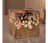 Starnearby Veilleuse Tulipe, Lampe de Nuit Décorative à LED, Lampes de Table à Fleurs Artificielles Faite à la Main, Lampe Tulipe, Cadeau pour Maman, Femme, Fille, Petite Amie (Multicolore)