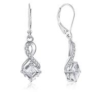 Starnny Boucles d'oreilles Créoles Infini Argent 925/1000 3A Zirconia Pierre de naissance d'avril Bijoux pour femmes