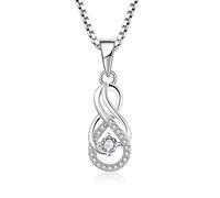 Starnny Collier Argent 925/1000,Pendentif Infini Pierre de naissance d'Avril 3A Zirconium Bijoux Cadeaux pour Femme