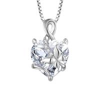 Starnny Collier pour femme en argent sterling 925 avec pendentif infini et papillon avec cœur en zircone cubique 5A - Bijou pour femme, Zircone cubique,Pierre de naissance d'avril