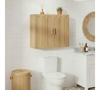staronce Armoire de rangement murale - Armoire à pharmacie avec étagères réglables - Aspect chêne - Commode pour salle de bain, cuisine, buanderie - Peu encombrante - 60 x 20 x 52 cm