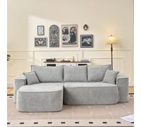 staronce Canapé d'angle en forme de L avec méridienne, assise basse XXL, modulable, sans montage, en chenille, sans boneless, 262 cm, gris