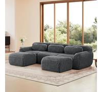 staronce CloudComfort Canapé d'angle modulaire et canapé-lit gris en forme de U/L, fonction de sommeil extensible, en peluche de qualité supérieure, coussin d'assise ergonomique, pour salon, bureau à