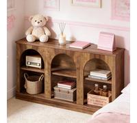 staronce Console et table basse avec espace de rangement - Table d'entrée vintage de 160 cm de large avec 2 niveaux MDF robuste pour couloir, salon et bureau à domicile Marron rustique