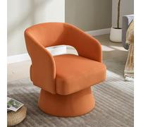 staronce Fauteuil pivotant à 360° avec revêtement en velours - Fauteuil rembourré avec dossier ergonomique, rembourrage en mousse douce, pied rond en métal - Pour salon et chambre à coucher - Orange