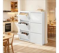 staronce Lot de 2 armoires à chaussures étroites - Armoire de couloir en métal de 15 cm de profondeur - 3 volets par module - Armoire à chaussures étroite avec fermeture magnétique pré-montée - 9