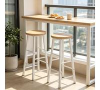 staronce Lot de 2 tabourets de bar avec repose-pieds, 71 cm de haut, en MDF + métal, tabourets de cuisine confortables pour îlot de cuisine, comptoir, chaise de salle à manger industrielle, chêne