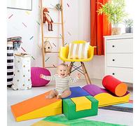 staronce Lot de 6 blocs de construction en mousse, avec toboggan et escaliers, pour cadre d'escalade et parcours d'éveil, cubes de motricité imperméables et blocs souples à partir de 1 an, jouets