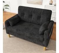 staronce Petit canapé 2 places 119 x 78 x 85 cm, chenille, gris, avec poche | Petit canapé rembourré avec ressorts ensachés, 119 cm de large, pour salon, chambre à coucher, petits espaces, gris