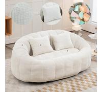 staronce Pouf pour adulte - Grand canapé de sol avec dossier haut et mousse à mémoire de forme - Canapé en chenille pour lire, se détendre et jouer - 150 x 95 x 63 cm - Beige