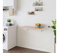 staronce Table pliante murale blanche - Table flottante peu encombrante en bois massif - Bureau pliable pour bureau à domicile, cuisine et buanderie