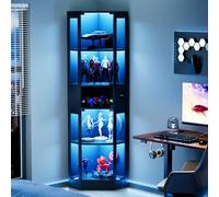 staronce Vitrine en verre LED avec capteur Noir