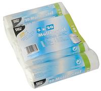 STARPAK Sacs poubelle HDPE 60 litres blanc 5 rouleaux de 20 sacs