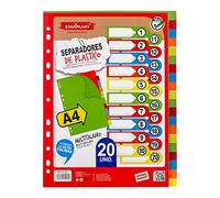 STARPLAST Lot de 20 intercalaires en plastique A4 multi-perforation pour l'école ou le bureau