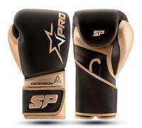 Starpro Ascension Gants de Boxe en Cuir Microfibre | Confort Supérieur, Absorption des Chocs & Ajustement Ergonomique | Idéal pour Les Athlètes Avancés (Noir/Or, 16oz)