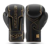 Starpro Gants de Boxe Premium - Cuir PU Noir, Ajustement Ergonomique, Mousse à Haute Densité, Excellent Soutien du Poignet - Idéal pour l’Entraînement, Les Sparrings et Le Fitness
