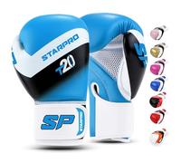 Starpro T20 Gants de Boxe en Cuir Synthétique. Gants de Formation Professionnelle en Muay Thaï, Kickboxing, Fitness et Boxercise, pour Hommes & Femmes. 8 Oz 10 Oz 12 Oz 14 Oz 16 Oz