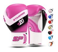 Starpro T20 Gants de Boxe en Cuir Synthétique. Gants de Formation Professionnelle en Muay Thaï, Kickboxing, Fitness et Boxercise, pour Hommes & Femmes. 8 Oz 10 Oz 12 Oz 14 Oz 16 Oz - Couleurs variée