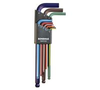 Starrett 69499 Jeu de Clés coudées longues à boule système Métrique ColorGuard Finish