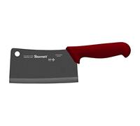 Starrett Couteau de chef BKR509-6 - Couteau de cuisine professionnel large rectangulaire de 150 mm - Manche rouge - Couperet de boucher ultra tranchant pour légumes et viandes