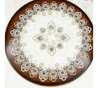 StarRing Nappe de table brodée, vintage en dentelle blanche, motif floral rond en relief, nappe de table décorative pour table à manger, table basse, table de livre (S)