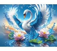 Starry Blue Feather Flying Cygne 500 Pieces Casse-tête Expert Confirmé en Carton Épais Rigide Colorful Fantasy Faune Sauvage Très Difficile Niveau Expert Motif Complexe Cadeau Anniversaire Premiu