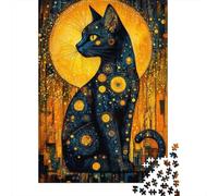 Starry Cat Moon Art 1000Pc for Adults Kids Dog with Golden Halo Educational Games Suitable for Decompression 52x38cm 1000pcs