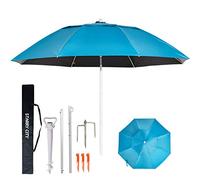 STARRY CITY Parasol de plage de Abri portable Coupe-vent Avec ancre de sable Pour terrasse, jardin, plage, extérieur, pêche, piscine (Bleu)