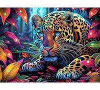 Starry Colorful Léopard 300 Pieces Casse-tête Adolescent en Carton Rigide Animal Animal de Compagnie Difficulté Moyenne Activité Éducative Cadeau Fête des Mères Haute Qualité Premium 300 PCS/40x28cm
