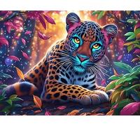 Starry Colorful Léopard 500 Pieces Casse-tête Famille en Carton sans Déformation Haute Qualité Créatures cosmiques Magiques Difficulté Moyenne Activité Familiale Anti-Stress Cadeau 500 PCS/52×38cm