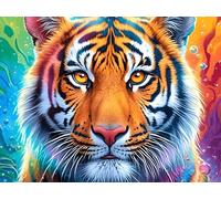 Starry Colorful Tigre 1000 Pieces Casse-tête Adulte en Carton Anti-Déchirure Faune Sauvage Difficile Moyenne Décoration Murale Jeu De Société Anti-Stress Loisir Créatif 1000 PCS/75x50cm