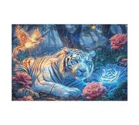 Starry Colorful Tigre Blanc 1000 Pièces Puzzle Adolescent en Carton Anti-Déchirure Difficulté Moyenne Activité ÉduChative Jeu De Société Cadeau Anniversaire Pas Cher 1000 PCS/75x50cm