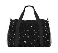 Starry Divination Constellation Sac de voyage avec fermetures éclair et poignées, grand sac de sport pliable pour vacances en famille, Noir , Taille unique