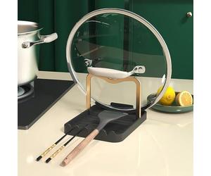 STARRY G Repose-cuillère de cuisine avec support de couvercle, repose-ustensiles de cuisine avec tampon anti-goutte, support de couvercle de casserole résistant à la chaleur, support de rangement pour