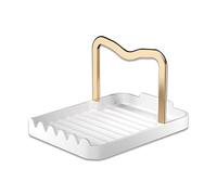 STARRY G Reposecuillère de cuisine avec support de couvercle, reposeustensiles de cuisine avec tampon d'égouttement, support de couvercle de casserole, support de comptoir pour louches, pinces,